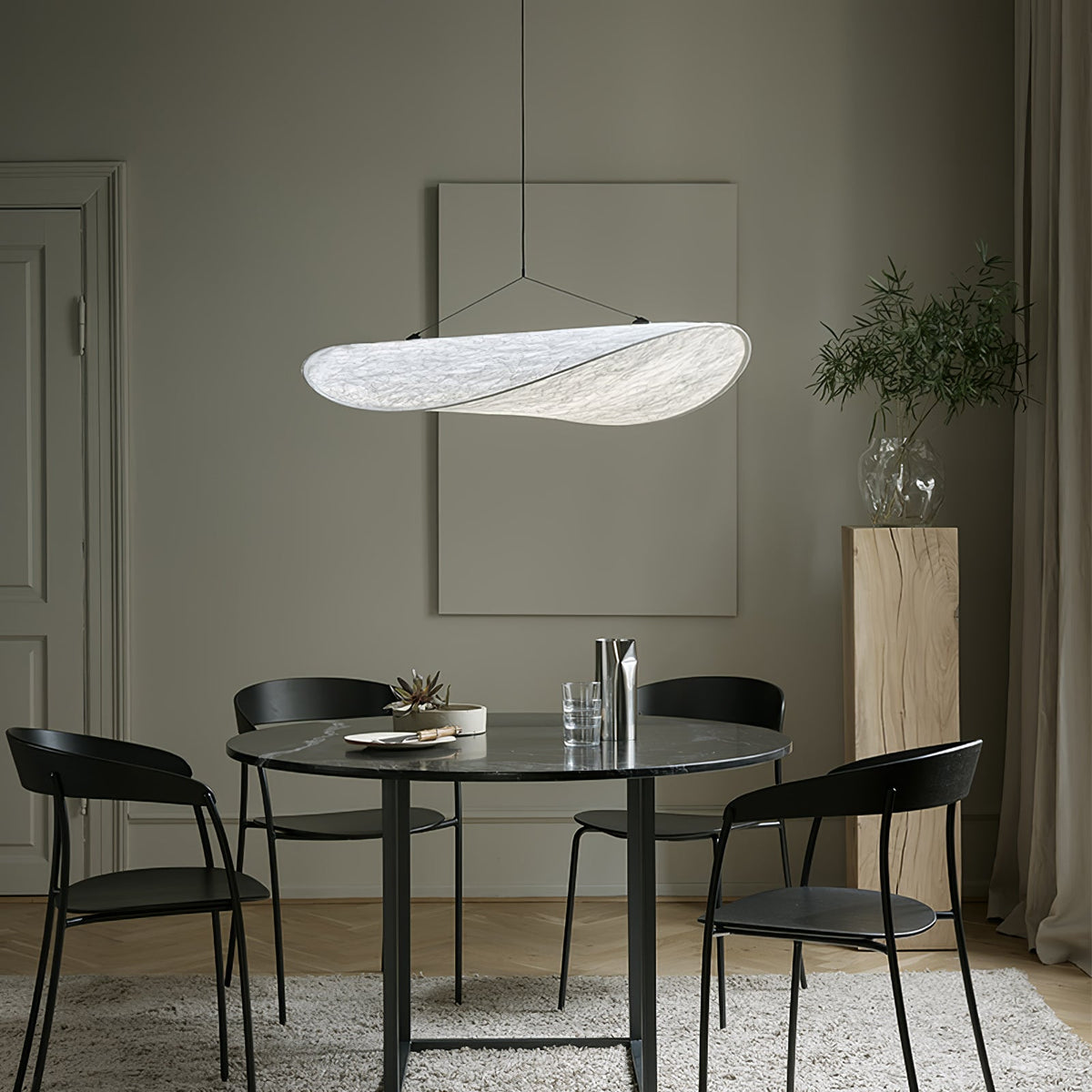 Lámpara colgante de pantalla de papel extragrande con altura ajustable, candelabro contemporáneo para isla de cocina, lámpara de techo para comedor | Thomler