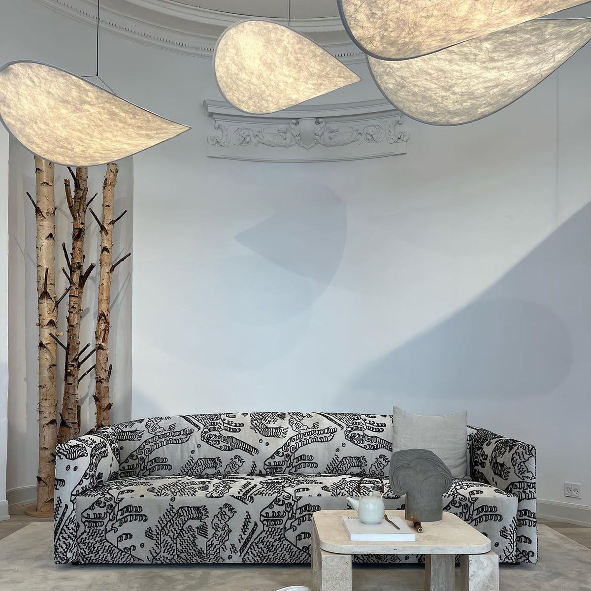 Lámpara colgante de pantalla de papel extragrande con altura ajustable, candelabro contemporáneo para isla de cocina, lámpara de techo para comedor | Thomler