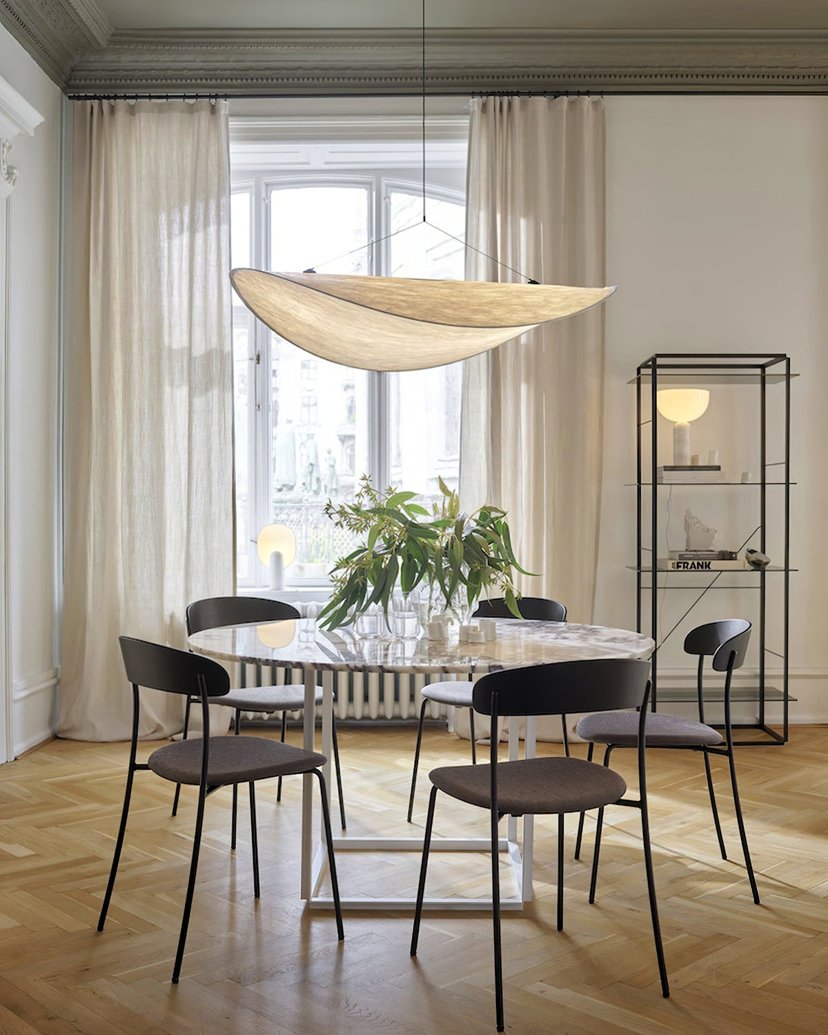 Lámpara colgante de pantalla de papel extragrande con altura ajustable, candelabro contemporáneo para isla de cocina, lámpara de techo para comedor | Thomler