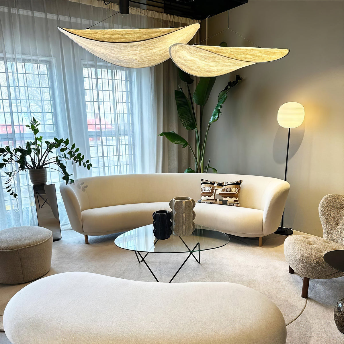 Lámpara colgante de pantalla de papel extragrande con altura ajustable, candelabro contemporáneo para isla de cocina, lámpara de techo para comedor | Thomler