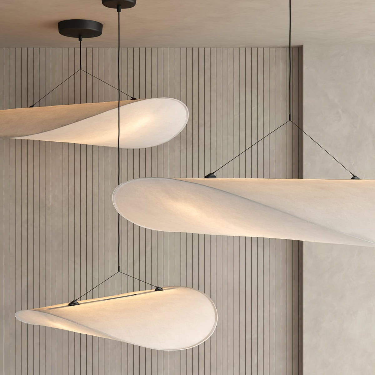 Lámpara colgante de pantalla de papel extragrande con altura ajustable, candelabro contemporáneo para isla de cocina, lámpara de techo para comedor | Thomler