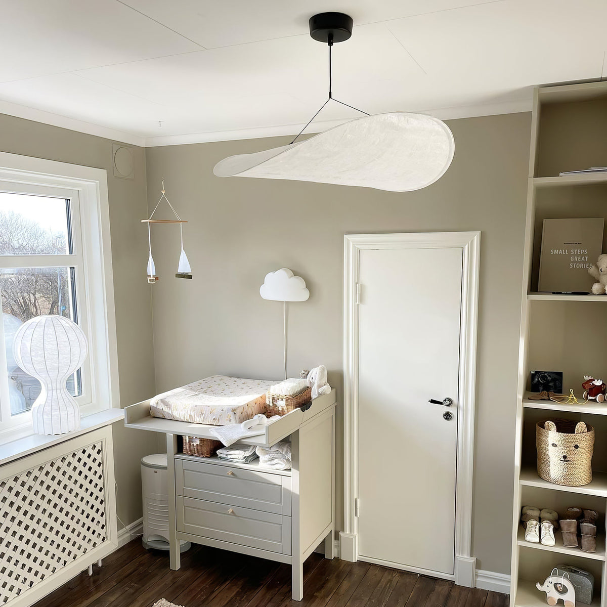 Lámpara colgante de pantalla de papel extragrande con altura ajustable, candelabro contemporáneo para isla de cocina, lámpara de techo para comedor | Thomler