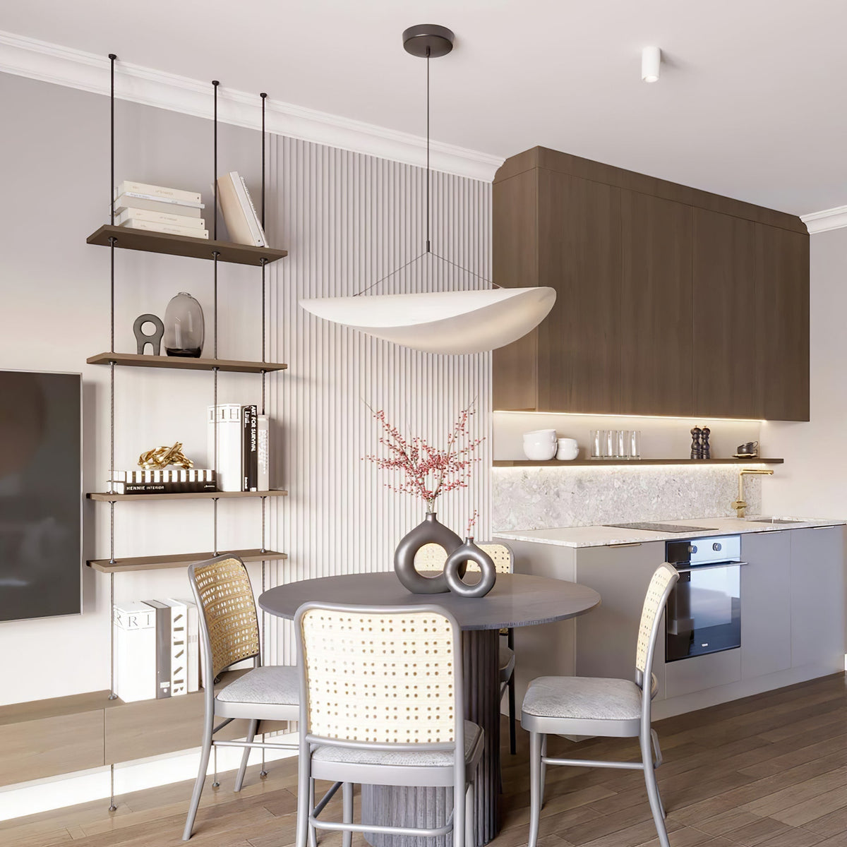 Lámpara colgante de pantalla de papel extragrande con altura ajustable, candelabro contemporáneo para isla de cocina, lámpara de techo para comedor | Thomler