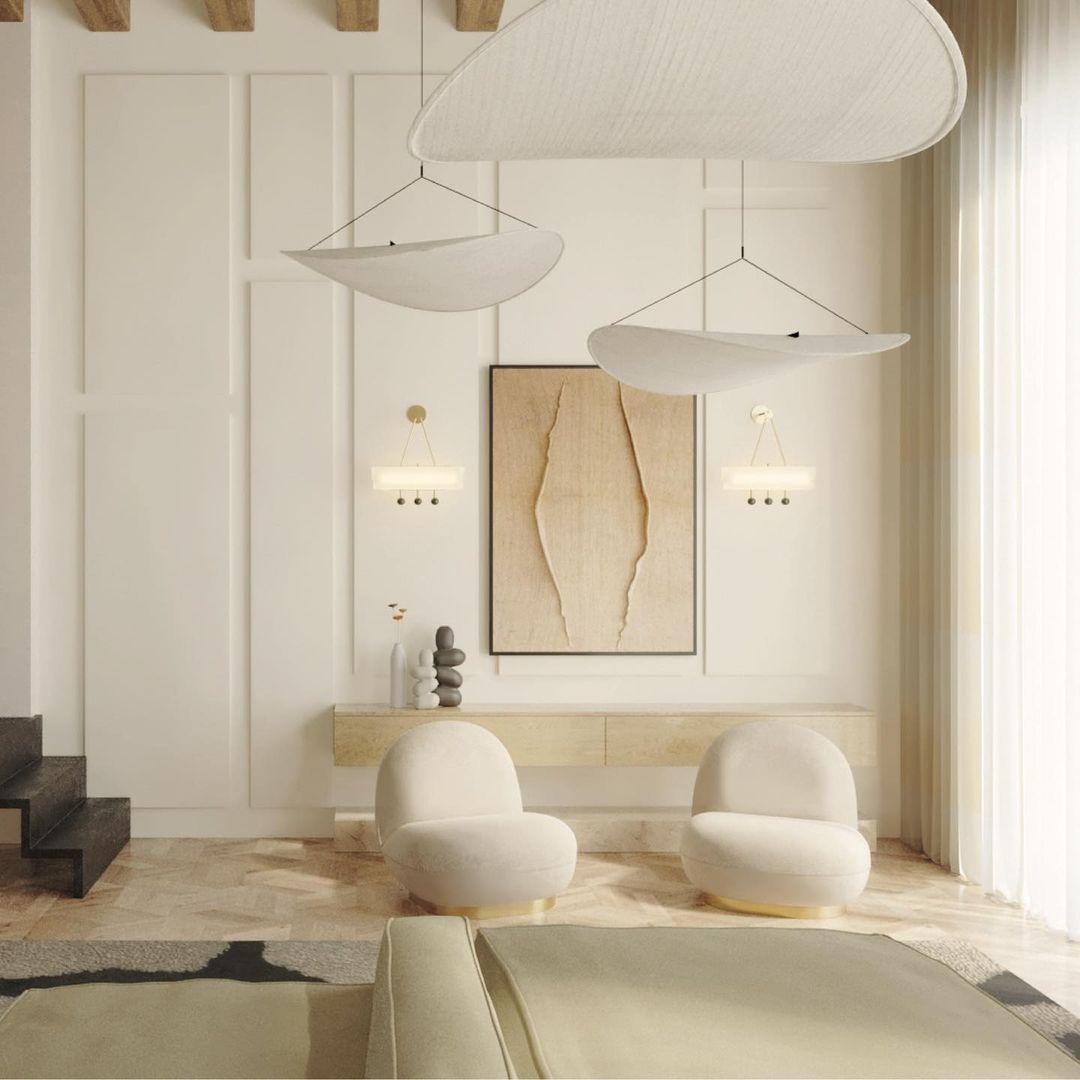 Lámpara colgante de pantalla de papel extragrande con altura ajustable, candelabro contemporáneo para isla de cocina, lámpara de techo para comedor | Thomler