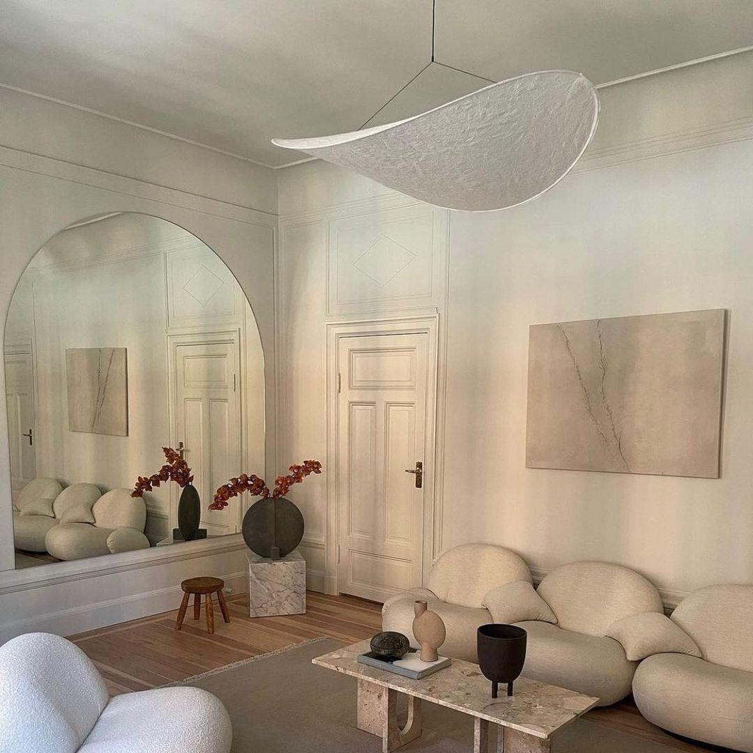 Lámpara colgante de pantalla de papel extragrande con altura ajustable, candelabro contemporáneo para isla de cocina, lámpara de techo para comedor | Thomler