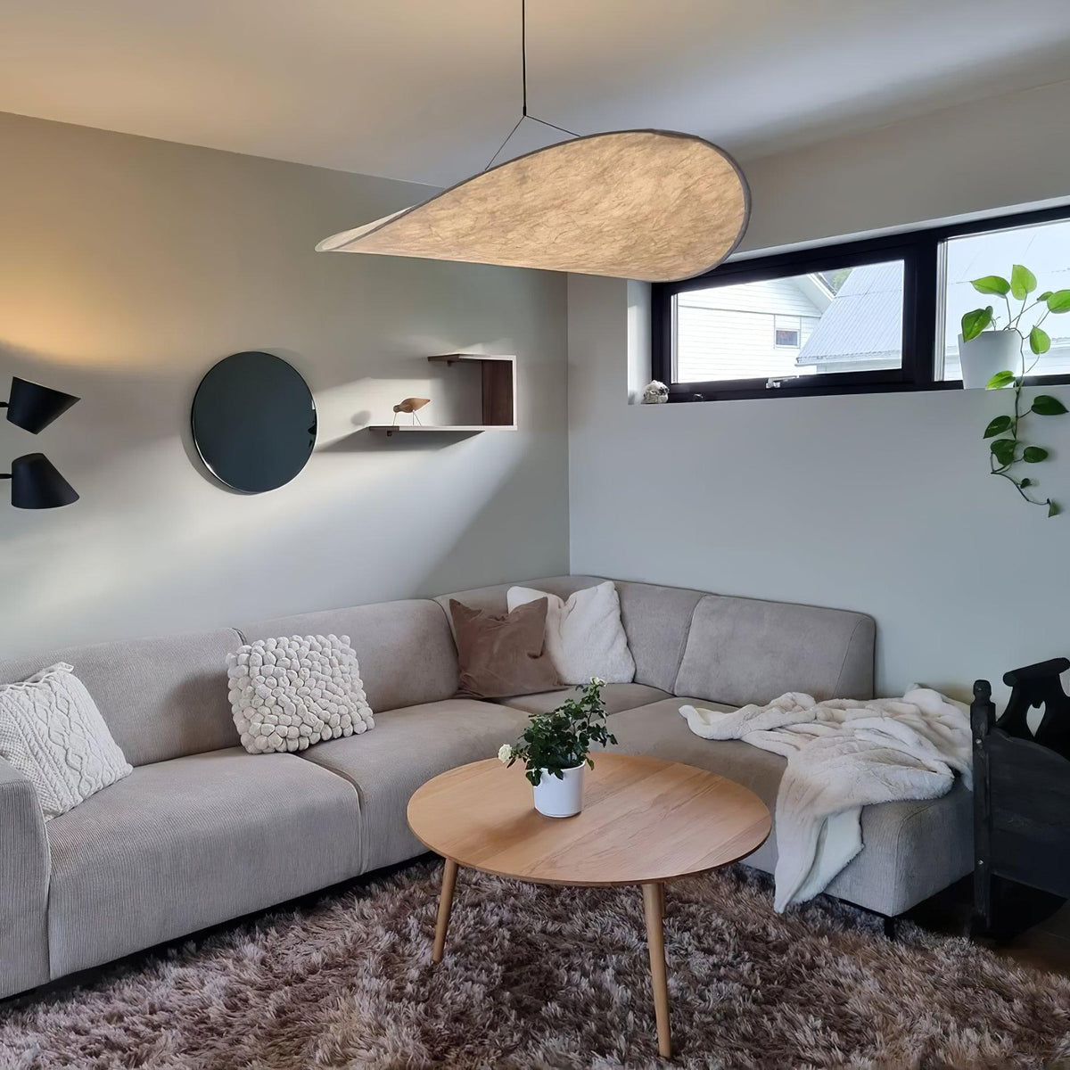 Lámpara colgante de pantalla de papel extragrande con altura ajustable, candelabro contemporáneo para isla de cocina, lámpara de techo para comedor | Thomler