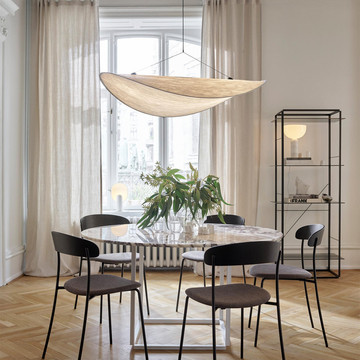 Lámpara colgante de pantalla de papel extragrande con altura ajustable, candelabro contemporáneo para isla de cocina, lámpara de techo para comedor | Thomler