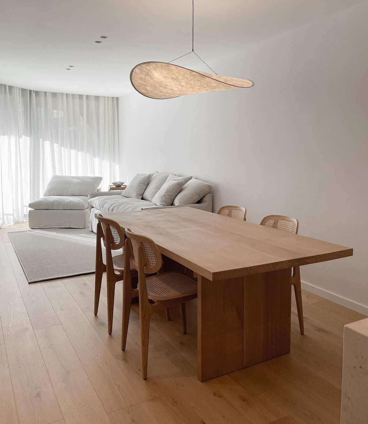 Lámpara colgante de pantalla de papel extragrande con altura ajustable, candelabro contemporáneo para isla de cocina, lámpara de techo para comedor | Thomler