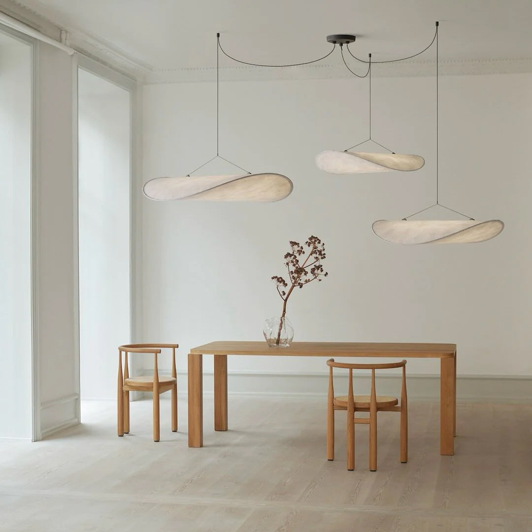 Lámpara colgante de pantalla de papel extragrande con altura ajustable, candelabro contemporáneo para isla de cocina, lámpara de techo para comedor | Thomler