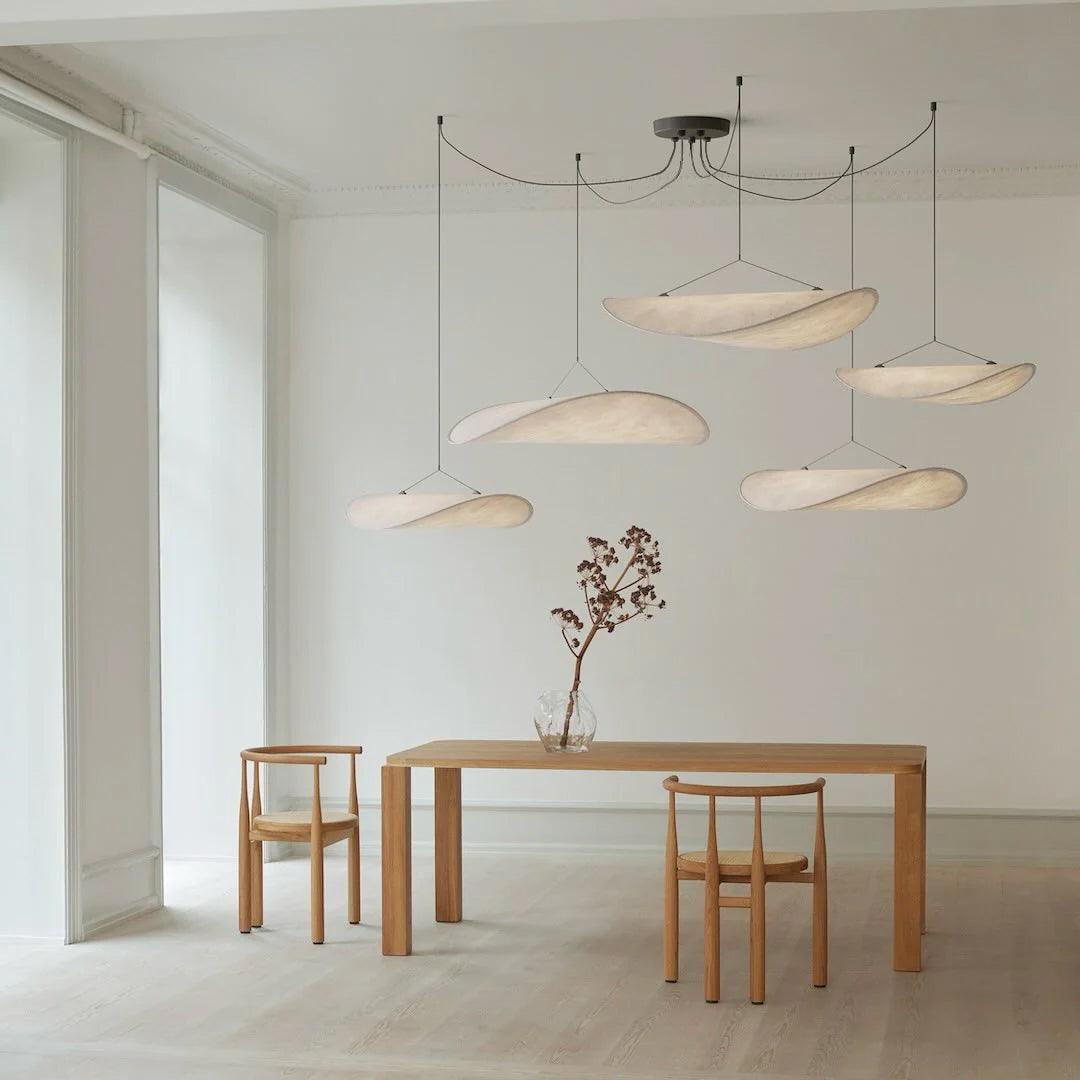 Cloud Paper Ceiling Fixture 24-Inch Hanging Lamp Modern Overhead Lighting for Dining Kitchen Living Room Adjustable Height LED | Thomler