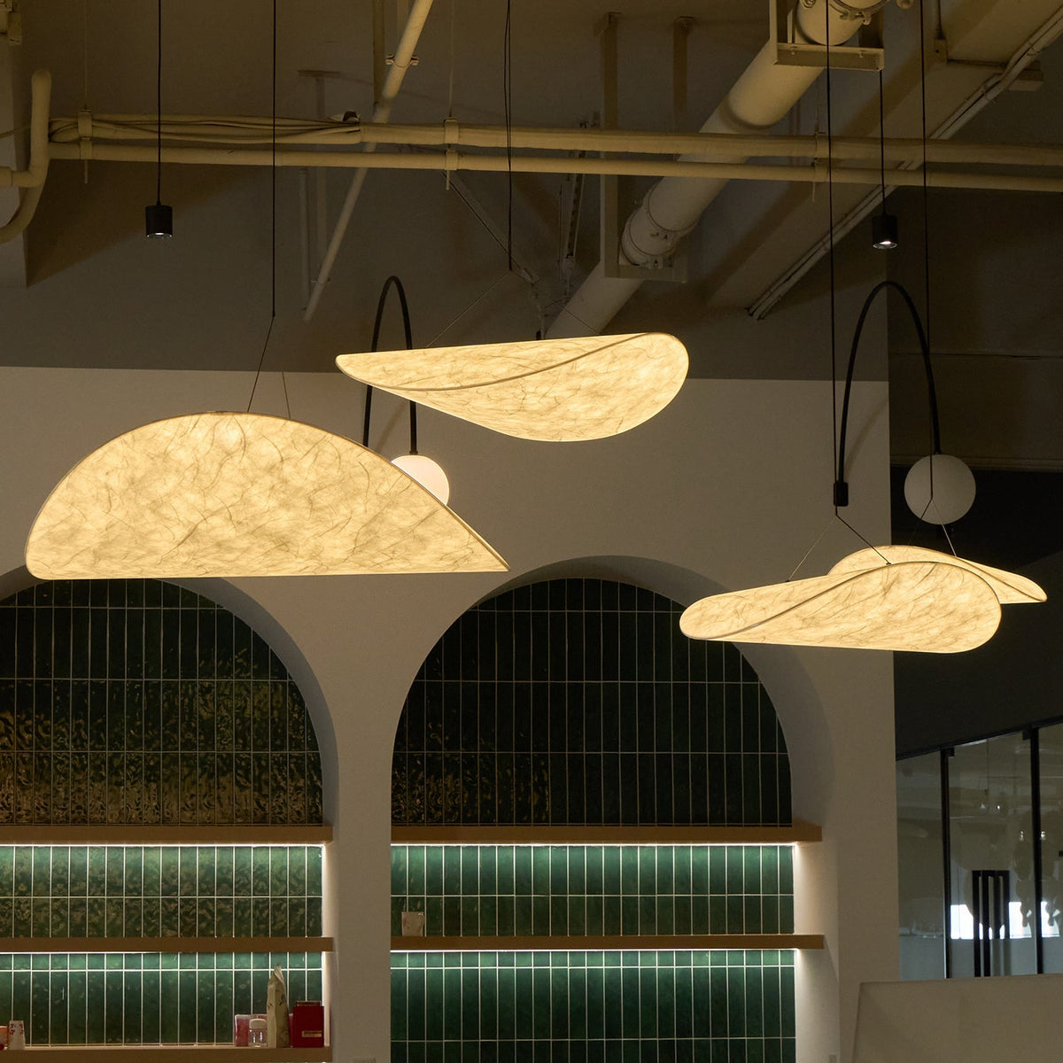 Cloud Paper Ceiling Fixture 24-Inch Hanging Lamp Modern Overhead Lighting for Dining Kitchen Living Room Adjustable Height LED | Thomler