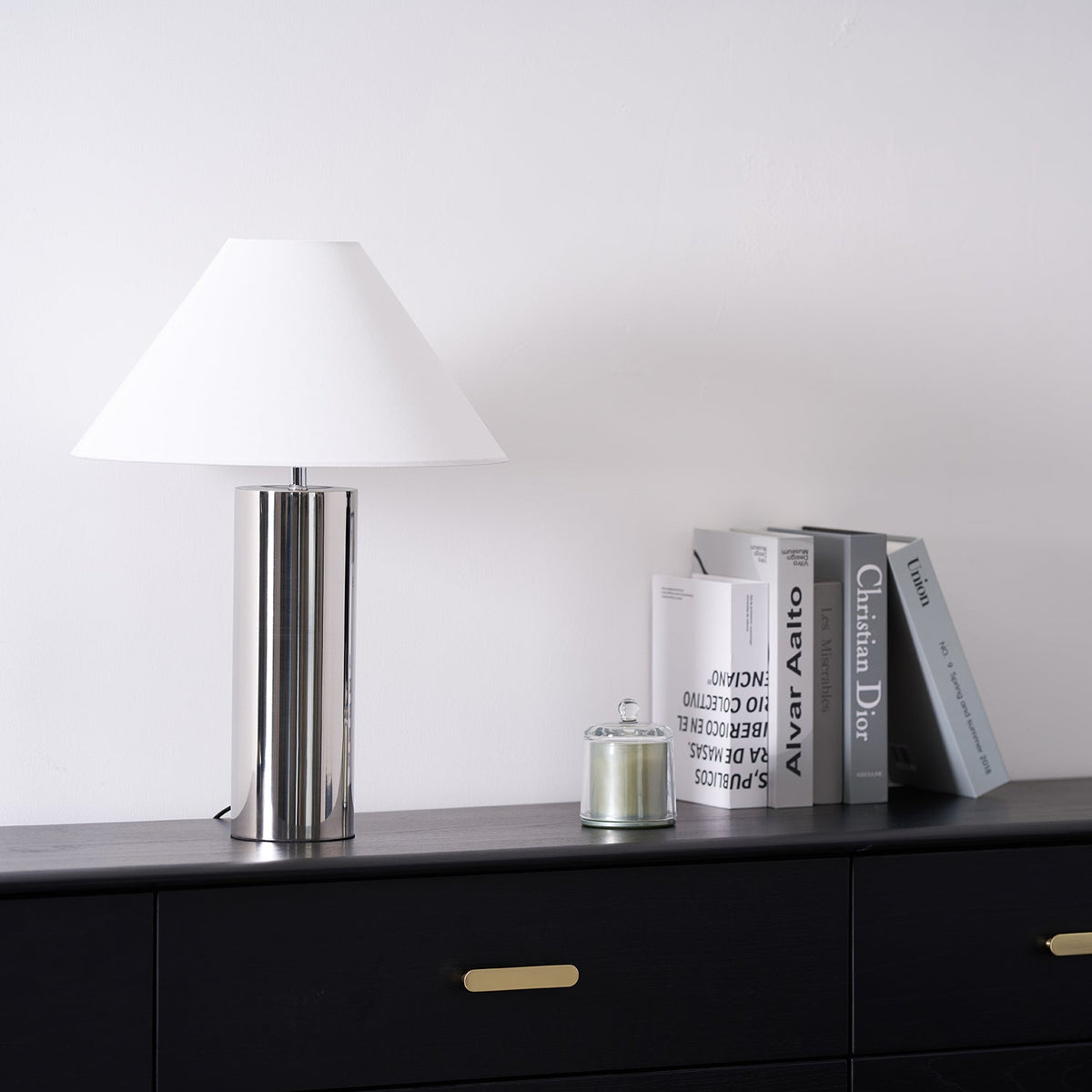 Nachttischlampe mit Stoffschirm und Metallsockel, 40 cm, weiße Leselampe für Nachttische, Schreibtische, Home Office, Schlafzimmer | Thomler