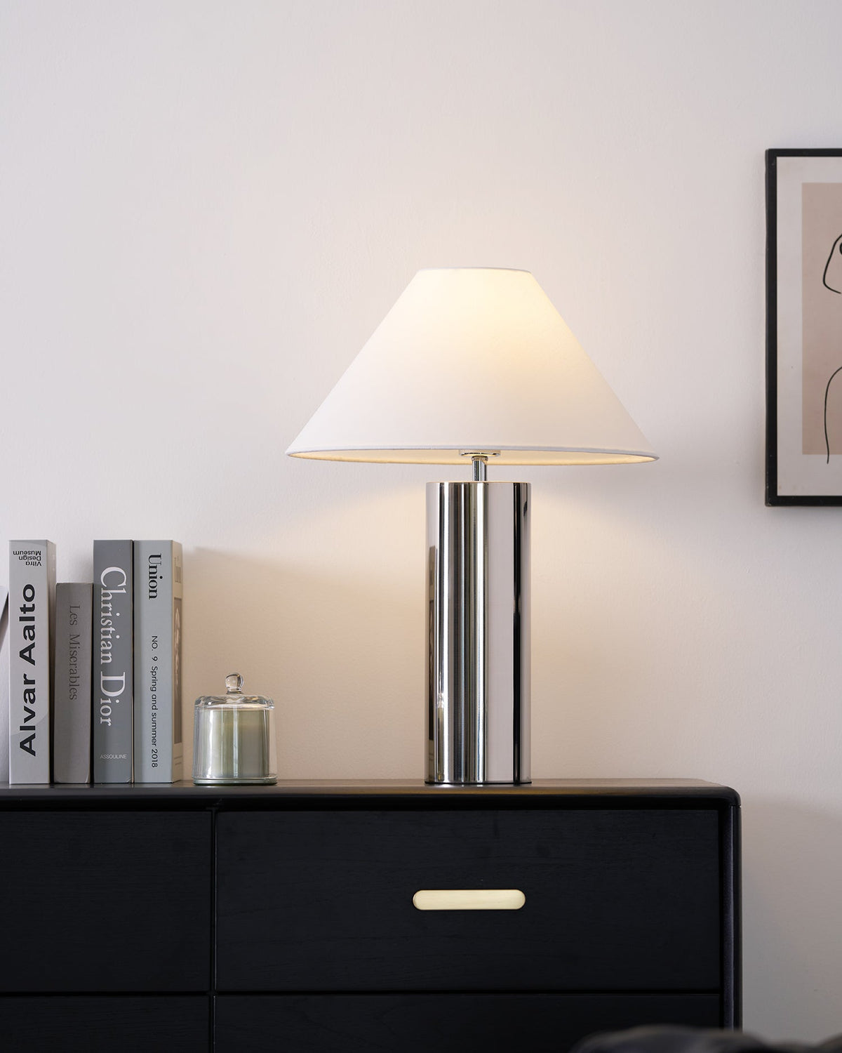 Nachttischlampe mit Stoffschirm und Metallsockel, 40 cm, weiße Leselampe für Nachttische, Schreibtische, Home Office, Schlafzimmer | Thomler