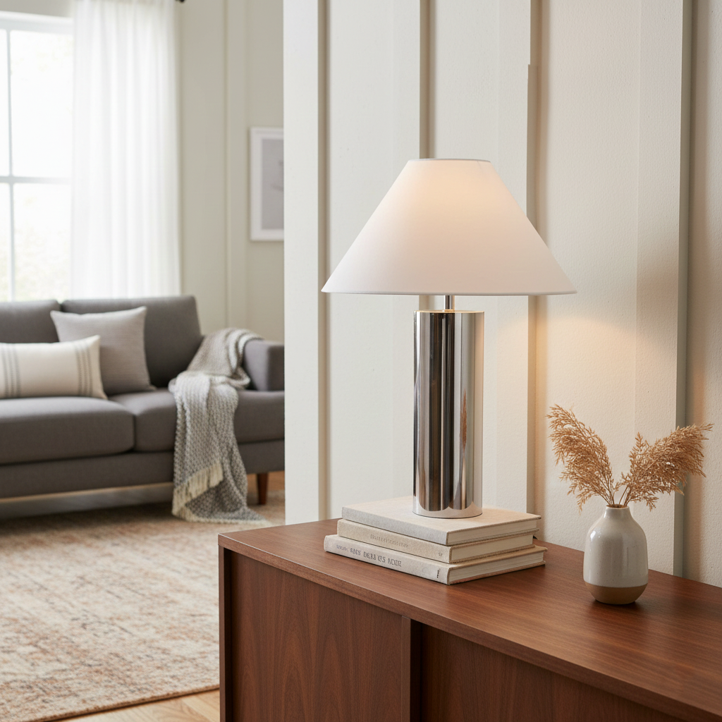 Nachttischlampe mit Stoffschirm und Metallsockel, 40 cm, weiße Leselampe für Nachttische, Schreibtische, Home Office, Schlafzimmer | Thomler