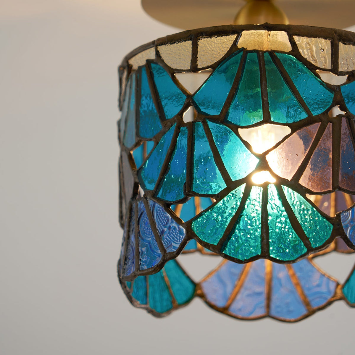 Flush Mount Glass Shade Ceiling Fixture 5 inch Brass Finish for Bathroom Bedroom Hallway Warm Ambient Lighting Vintage Style Decorative Home | Thomler