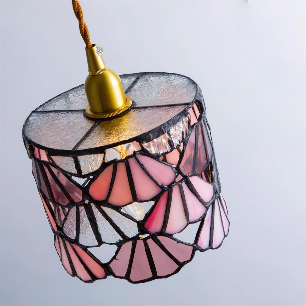 Hanging Ceiling Lamp with Tinted Glass Shade 5.3 Inches for Dining Room, Kitchen Island, Bedroom Decor, Brass Accent Fixture, Adjustable Cor | Thomler