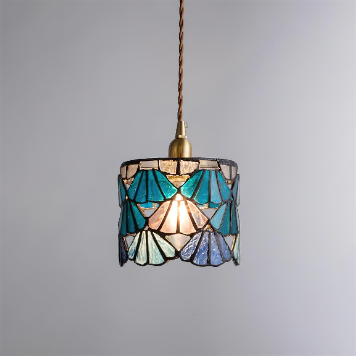 Hanging Ceiling Lamp with Tinted Glass Shade 5.3 Inches for Dining Room, Kitchen Island, Bedroom Decor, Brass Accent Fixture, Adjustable Cor | Thomler