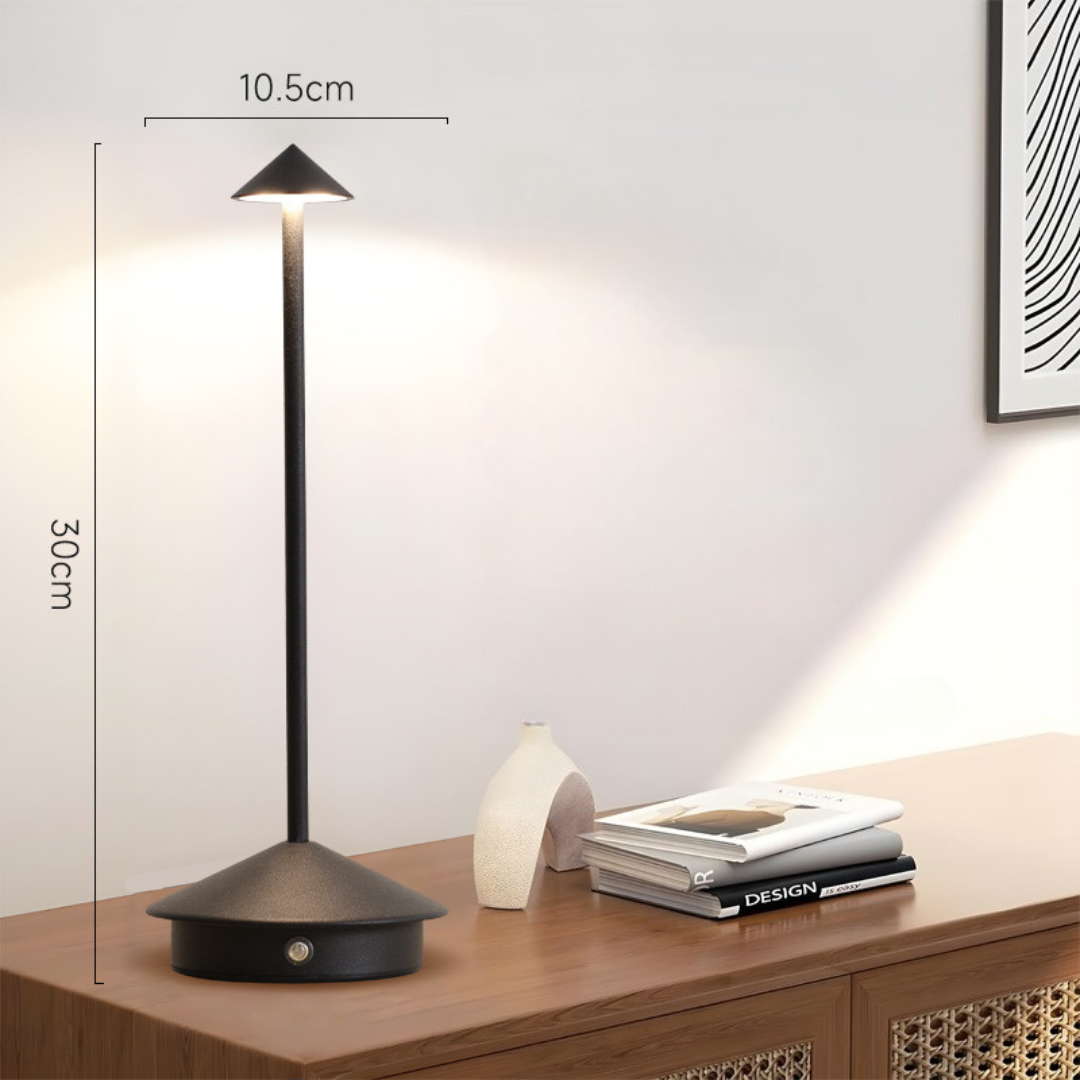 Oplaadbare LED-tafellamp met touch-dimmer voor binnen en buiten, draadloze bureaulamp op batterijen, USB-oplaadbaar, metalen ontwerp voor B | Thomler
