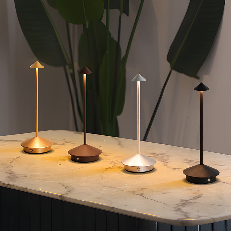 Oplaadbare LED-tafellamp met touch-dimmer voor binnen en buiten, draadloze bureaulamp op batterijen, USB-oplaadbaar, metalen ontwerp voor B | Thomler