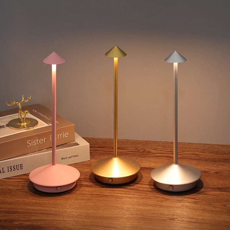 Oplaadbare LED-tafellamp met touch-dimmer voor binnen en buiten, draadloze bureaulamp op batterijen, USB-oplaadbaar, metalen ontwerp voor B | Thomler