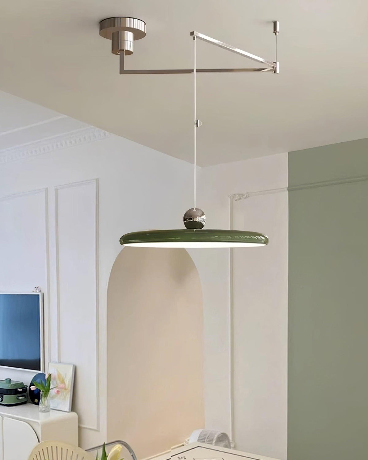 Hangende plafondlamp met acrylplaat, 16 inch, geel, voor kookeiland en eettafel, modern LED-plafondlicht, verstelbaar snoer 59 | Thomler