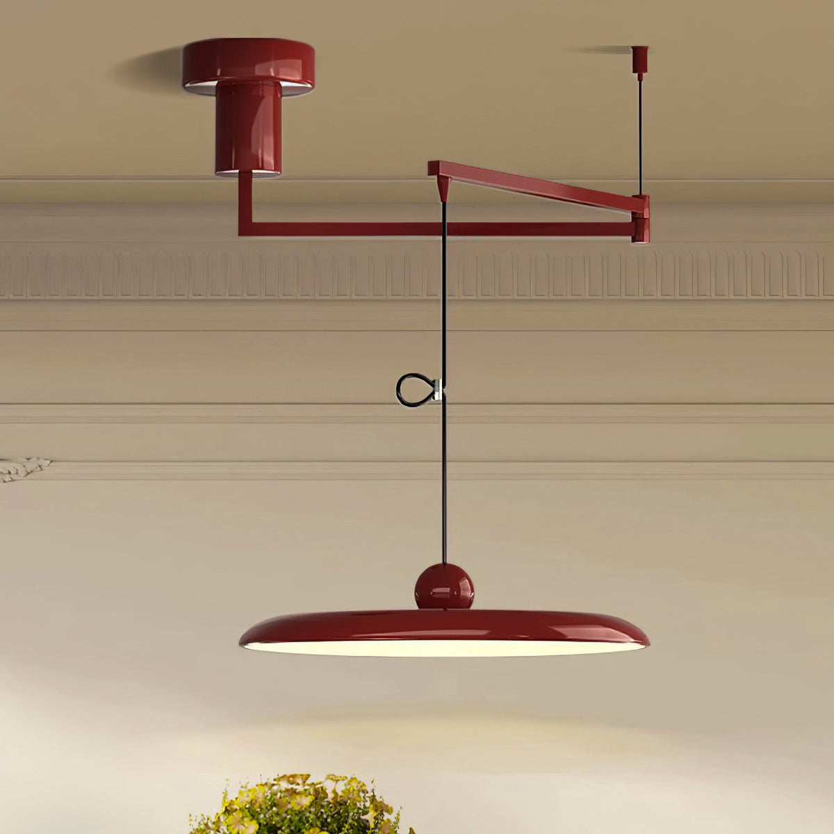 Hangende plafondlamp met acrylplaat, 16 inch, geel, voor kookeiland en eettafel, modern LED-plafondlicht, verstelbaar snoer 59 | Thomler