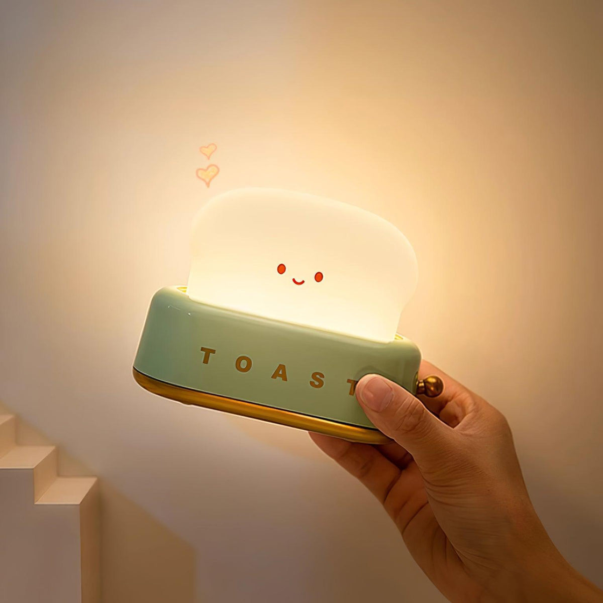 USB-Powered Toaster-Shaped LED Accent Light with Dimmer – 5.3 in Retro Desktop Lamp for Bedroom Nightstand Desk Office Dorm – Warm White Glo | Thomler