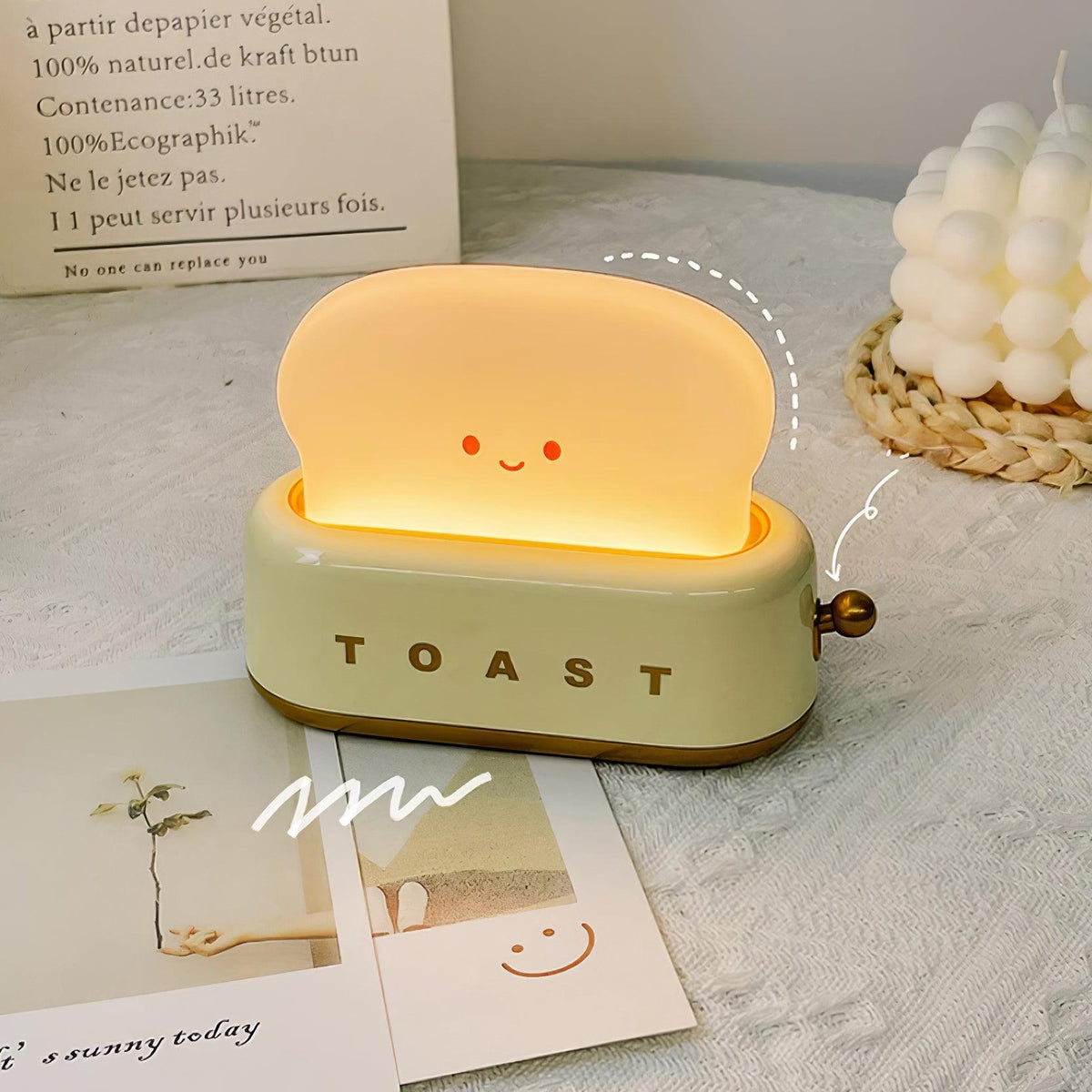 USB-Powered Toaster-Shaped LED Accent Light with Dimmer – 5.3 in Retro Desktop Lamp for Bedroom Nightstand Desk Office Dorm – Warm White Glo | Thomler