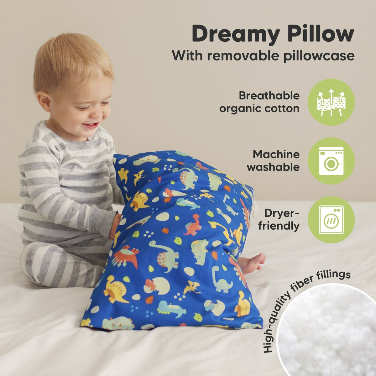 2-Pack Toddler Pillow (Dino Prints)