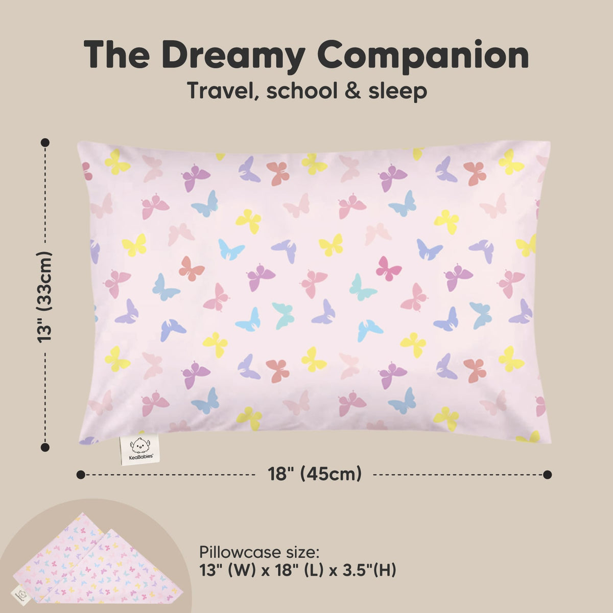 2-Pack Toddler Pillow (Rainbow & Butterfly Prints)