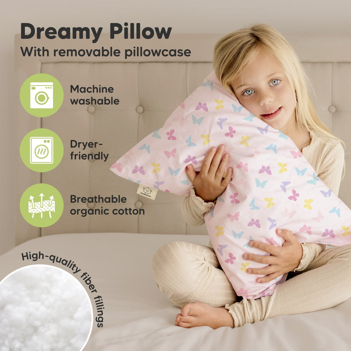 2-Pack Toddler Pillow (Rainbow & Butterfly Prints)