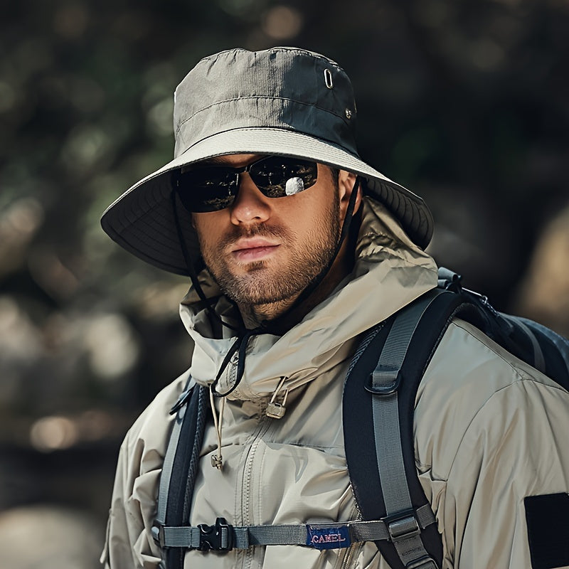 Sonnenhut mit breiter Krempe, verstellbarem Kinnriemen & Mesh-Belüftung zum Wandern, Angeln & für Outdoor-Abenteuer | Thomler