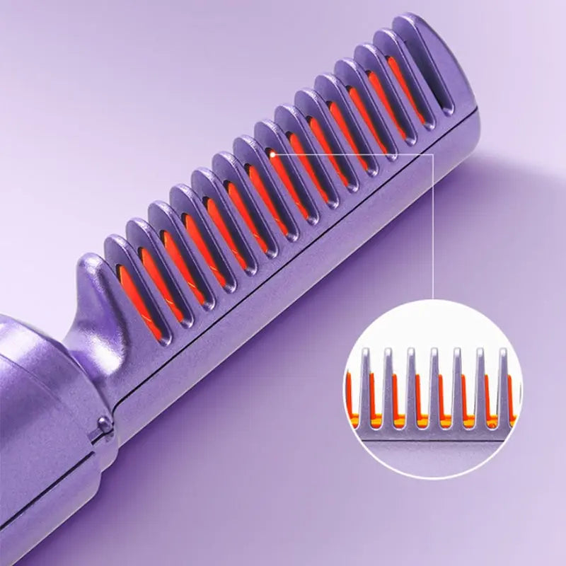 Cordless Hair Straightening Brush with Ceramic Coating & 3 Heat Settings for Travel & On-the-Go Styling | Thomler