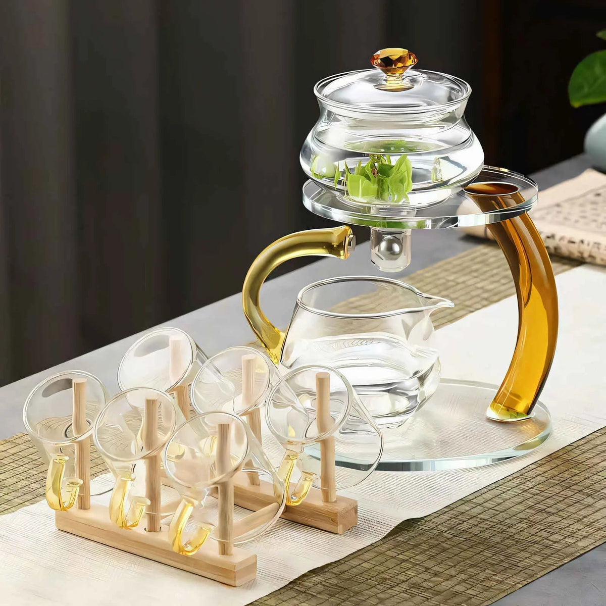Clear Glass Loose Leaf Tea Pot with Magnetic Strainer Heat Safe Borosilicate 356°F Infuser Kettle for Green Black Herbal Tea Brewing Gold Bl | Thomler