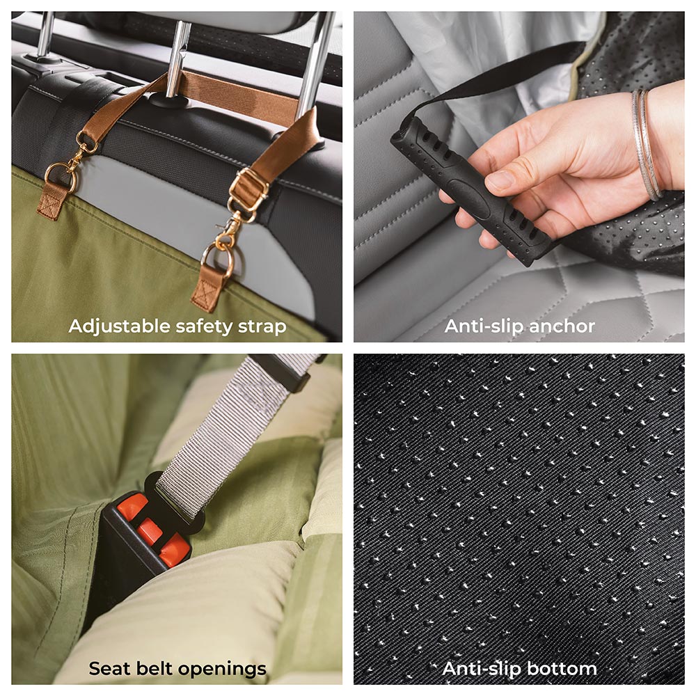 Dog Car Seat Cover with Bolster Sides for Back Seat | Protective Waterproof Pet Travel Hammock for Large Dogs SUV Truck Sedan | Quilted