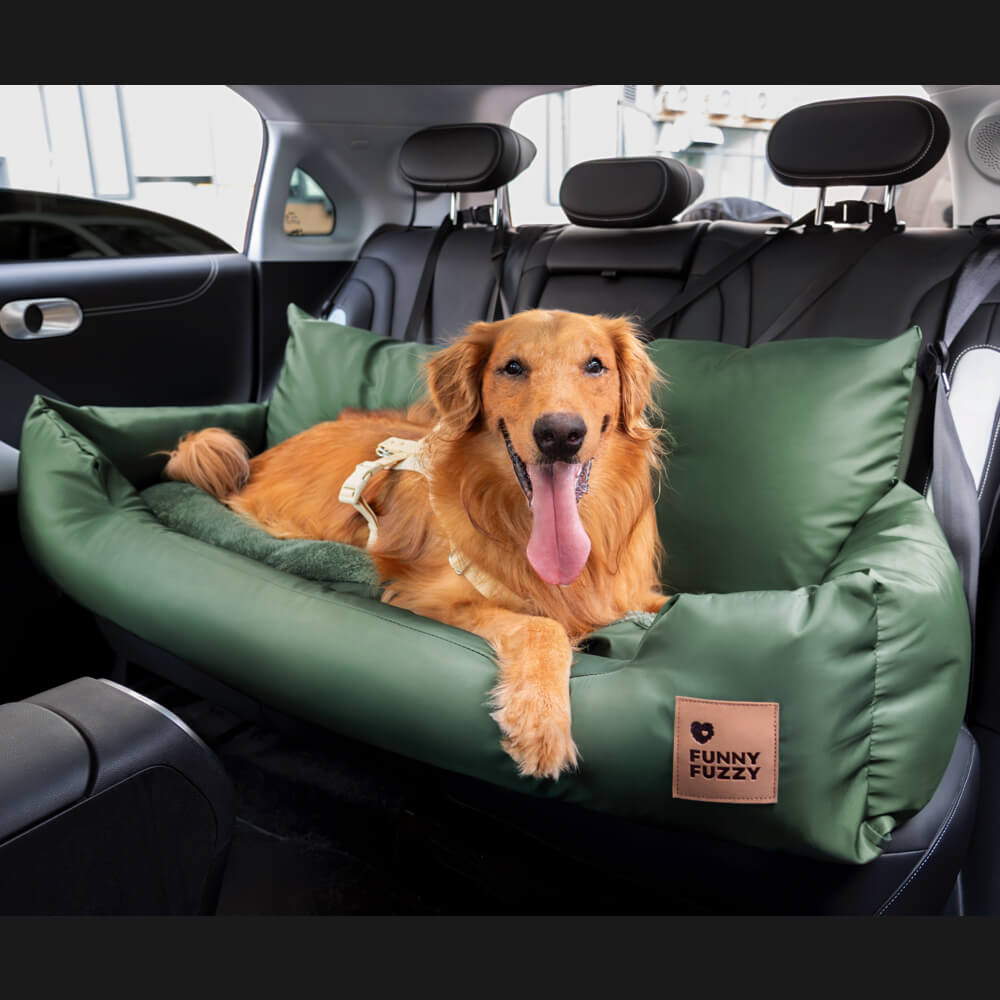 Funda de asiento de coche para perros – Hamaca de viaje acolchada para perros medianos y grandes con correas de seguridad y bolsillos de almacenamiento