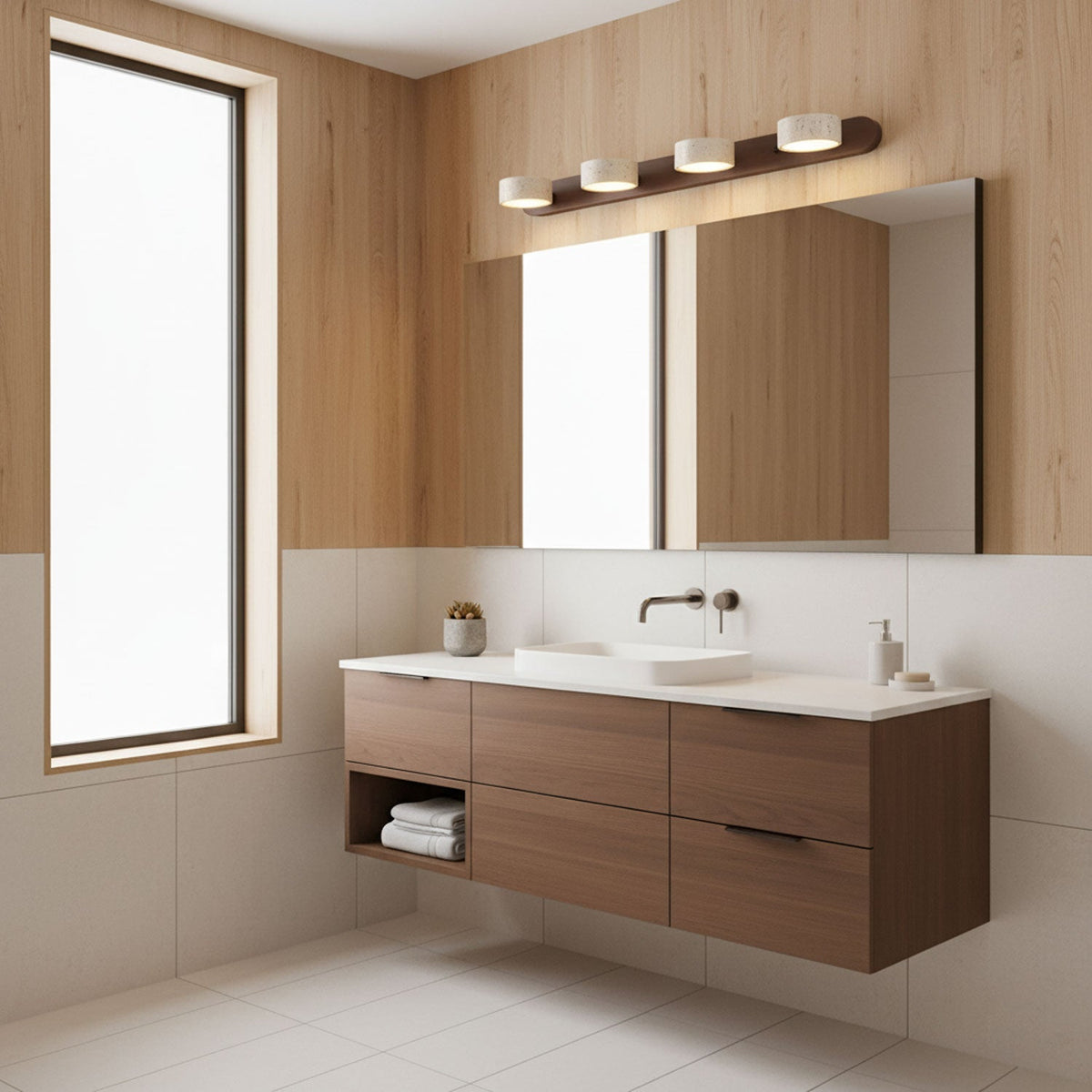 Aplique de pared de piedra natural con LED integrado, lámpara cableada de 2 luces con acento de madera para iluminación ambiental interior en dormitorios, pasillos y salas de estar