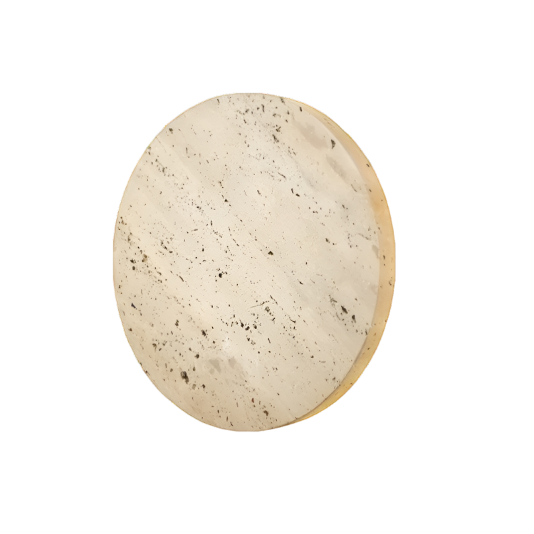 Round Stone Wall Sconce with Integrated Warm LED Light for Bedroom Hallway Living Room Modern Minimalist Travertine Fixture Indoor Ambient L | Thomler