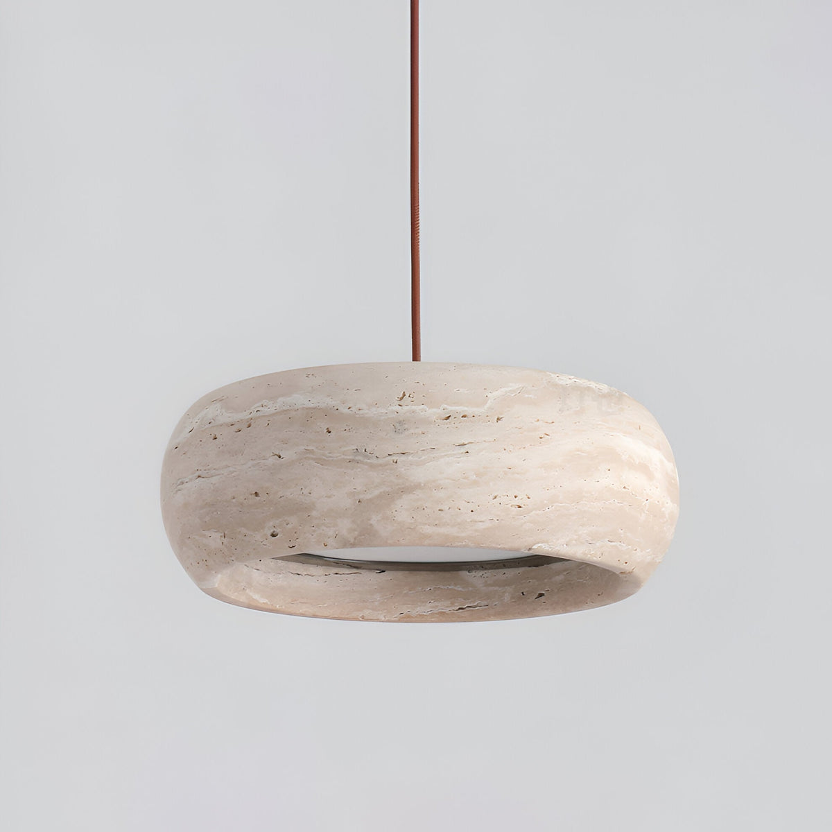 Stone Hanging Lamp 8-Inch Round Natural Travertine Shade Adjustable Drop Cord Ceiling Fixture for Kitchen Island Dining Table Room Modern Or | Thomler
