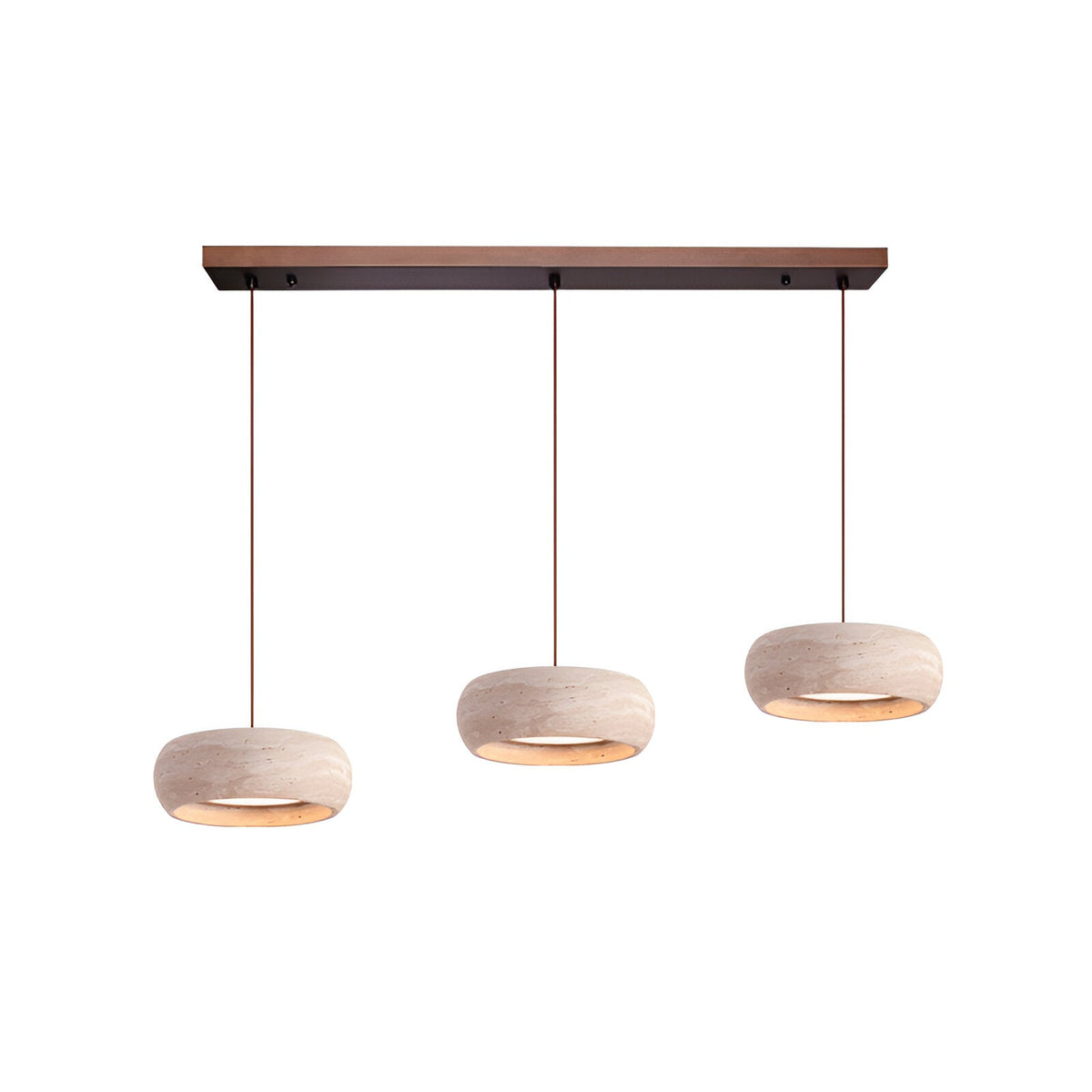 Stone Hanging Lamp 8-Inch Round Natural Travertine Shade Adjustable Drop Cord Ceiling Fixture for Kitchen Island Dining Table Room Modern Or | Thomler