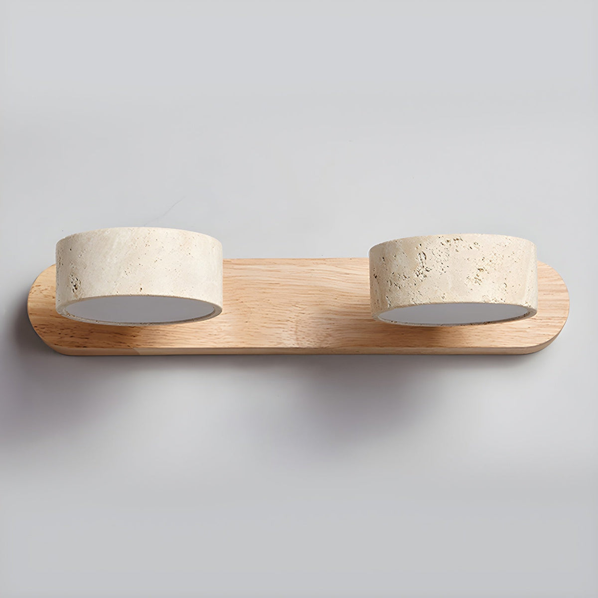 Aplique de pared de piedra natural con LED integrado, lámpara cableada de 2 luces con acento de madera para iluminación ambiental interior en dormitorios, pasillos y salas de estar