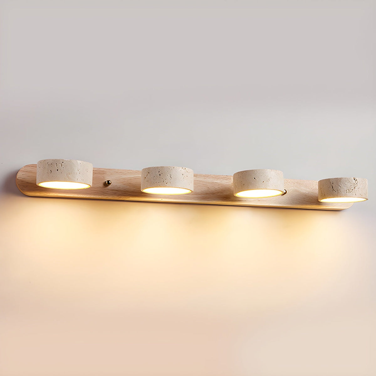 Aplique de pared de piedra natural con LED integrado, lámpara cableada de 2 luces con acento de madera para iluminación ambiental interior en dormitorios, pasillos y salas de estar