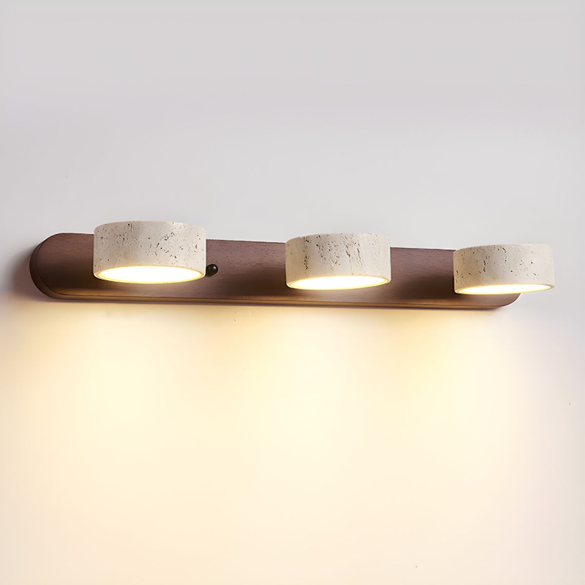 Aplique de pared de piedra natural con LED integrado, lámpara cableada de 2 luces con acento de madera para iluminación ambiental interior en dormitorios, pasillos y salas de estar