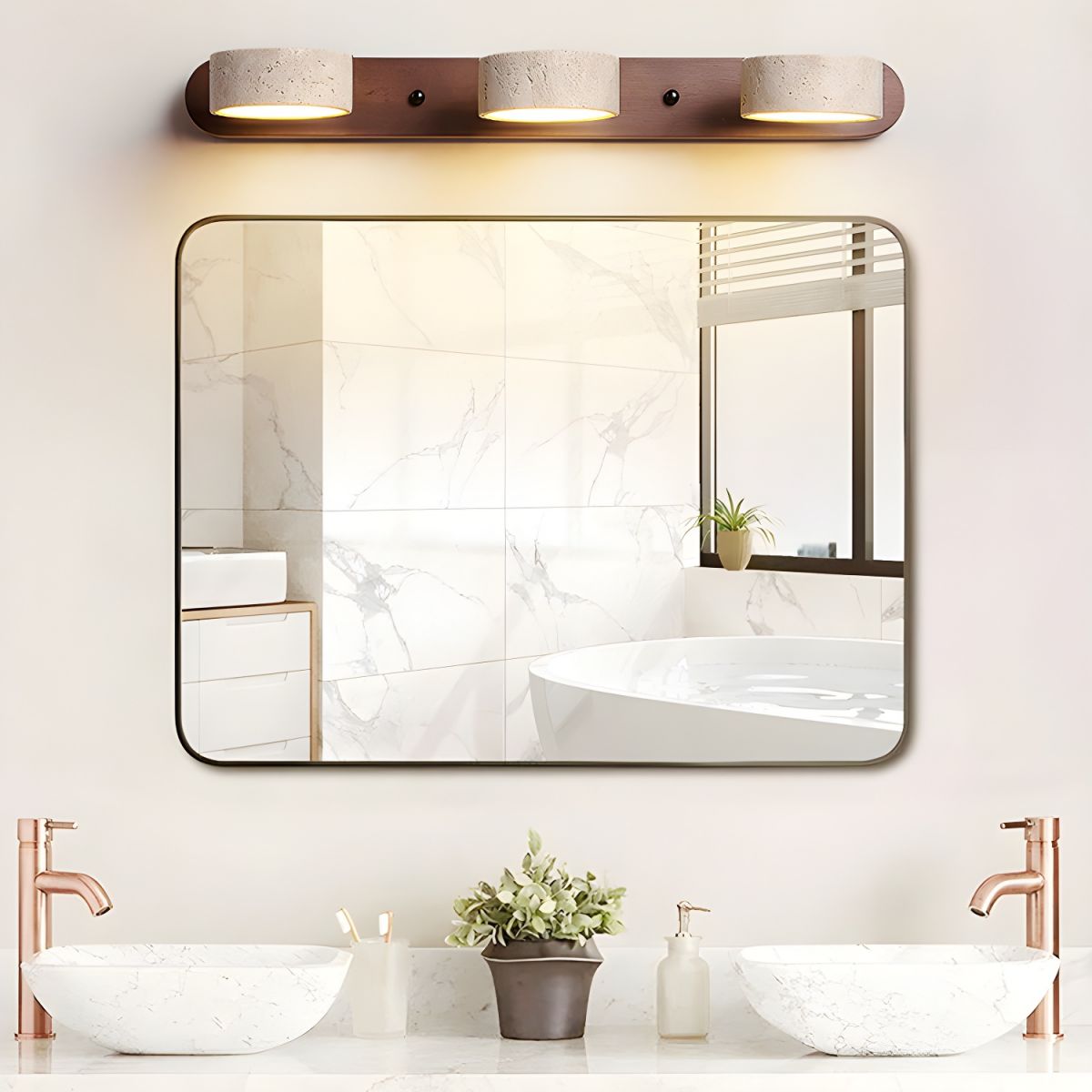 LED-Wandleuchte aus Stein & Holz, dimmbar, 3 Farbtemperaturen, moderne Akzentbeleuchtung für Flur, Schlafzimmer & Wohnzimmer, natürliche Textur, minimalistisch | Thomler