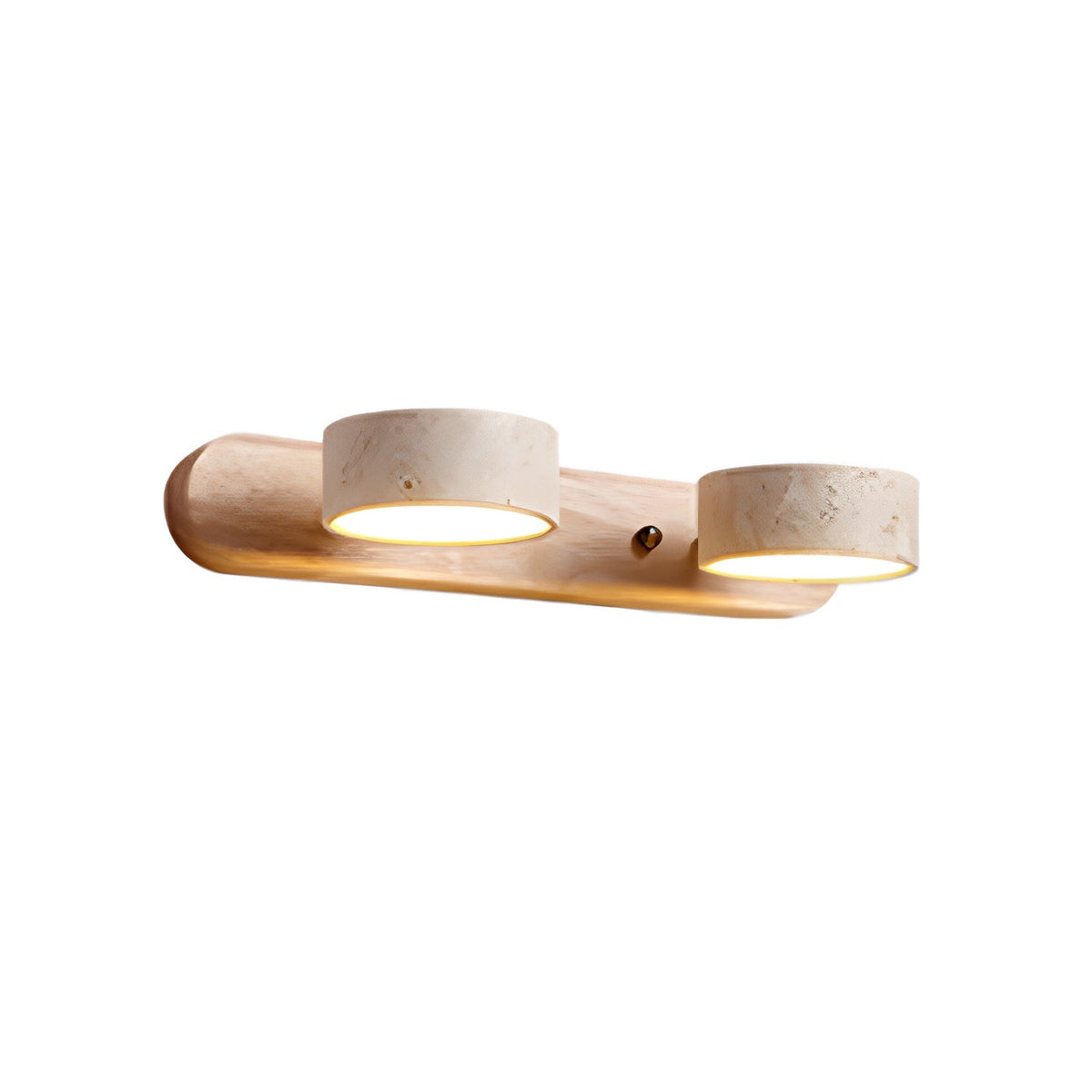 Aplique de pared de piedra natural con LED integrado, lámpara cableada de 2 luces con acento de madera para iluminación ambiental interior en dormitorios, pasillos y salas de estar