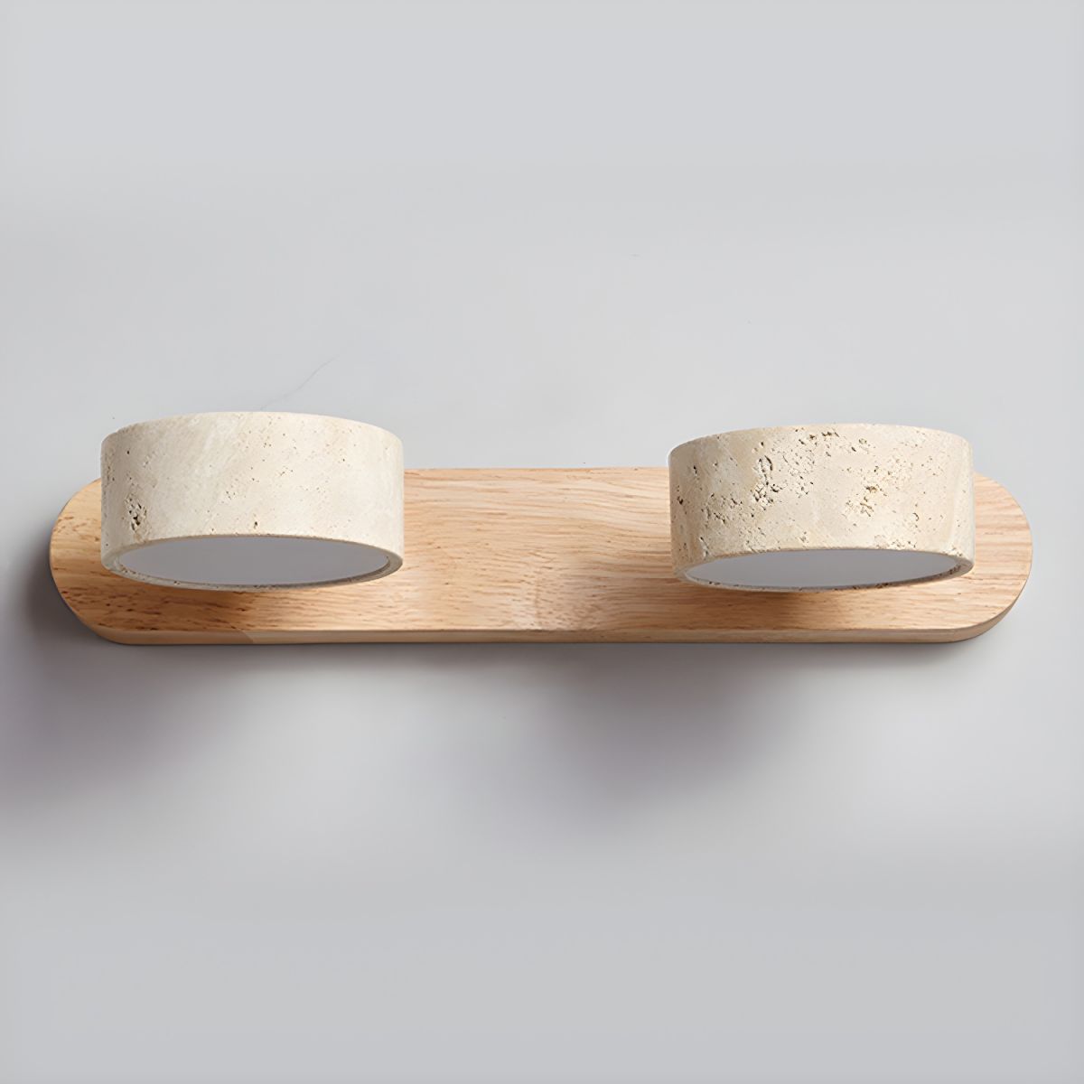 Aplique de pared de piedra natural con LED integrado, lámpara cableada de 2 luces con acento de madera para iluminación ambiental interior en dormitorios, pasillos y salas de estar