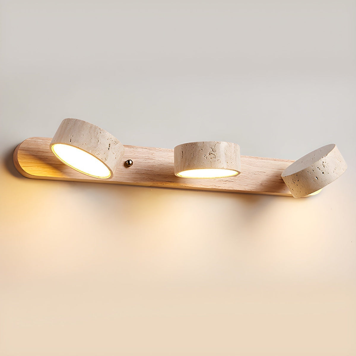 LED-Wandleuchte aus Stein & Holz, dimmbar, 3 Farbtemperaturen, moderne Akzentbeleuchtung für Flur, Schlafzimmer & Wohnzimmer, natürliche Textur, minimalistisch | Thomler