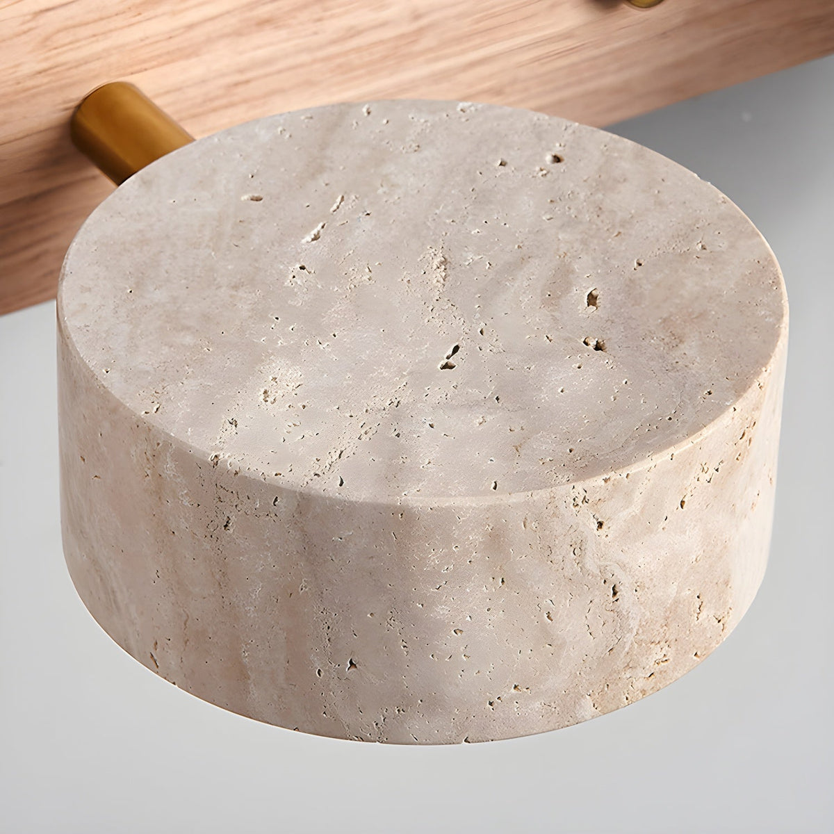 Aplique de pared de piedra natural con LED integrado, lámpara cableada de 2 luces con acento de madera para iluminación ambiental interior en dormitorios, pasillos y salas de estar