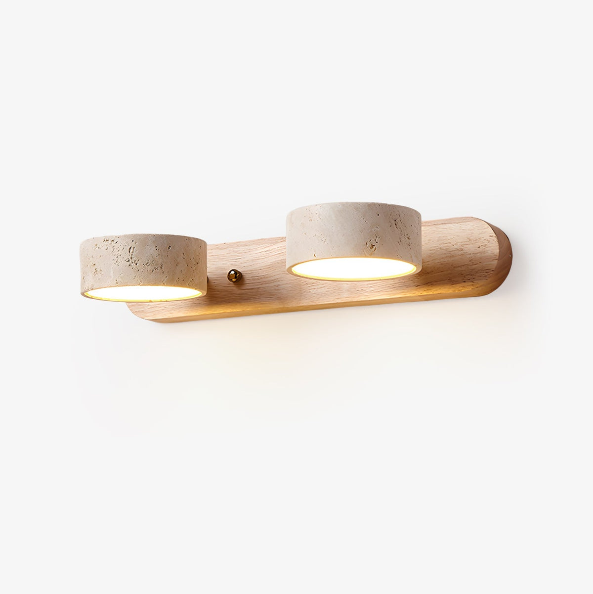 Aplique de pared de piedra natural con LED integrado, lámpara cableada de 2 luces con acento de madera para iluminación ambiental interior en dormitorios, pasillos y salas de estar