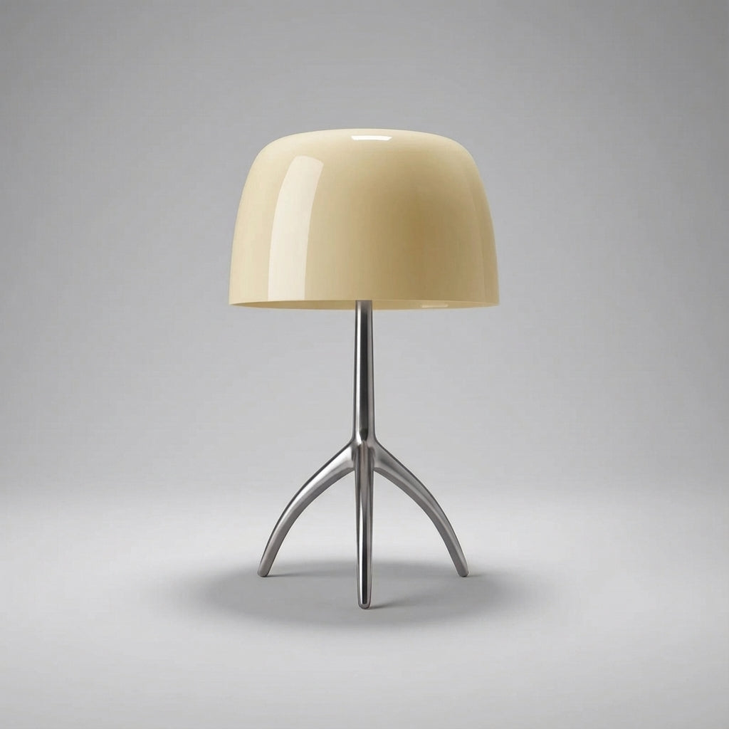Stativ-Schreibtischlampe mit kuppelförmigem Schirm, 18 Zoll LED-Arbeitsleuchte, kupferfarbener Metallsockel mit rotem Akzent für Schlafzimmer, Büro, Nachttisch, moderne skulpturale Leseleuchte | Thomler